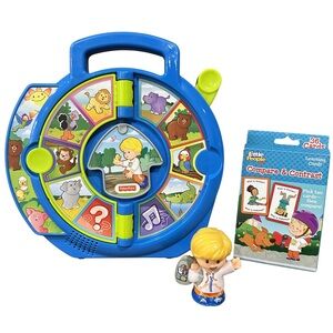 Fisher Price Little People Bundle - World of Animals See N Say, Card Game & Fig